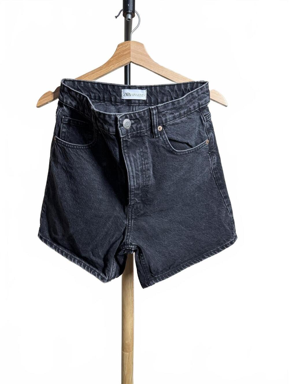 Zara Black Denim High Waist Shorts